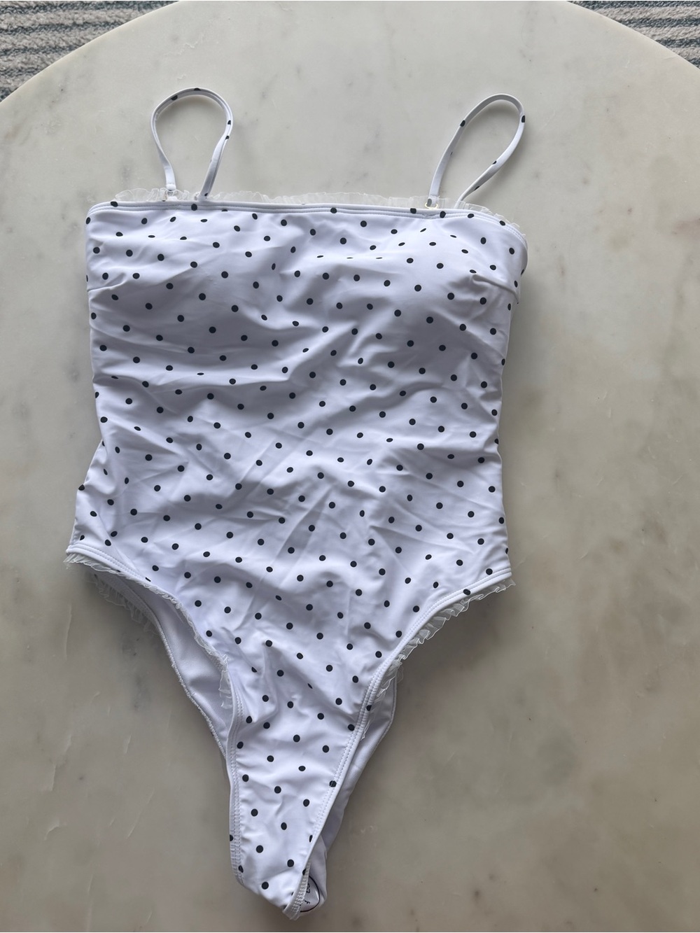 White Polka Dot One-Piece Swimsuit